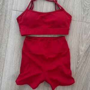 Amazon Red Sports Bra and Shorts Set